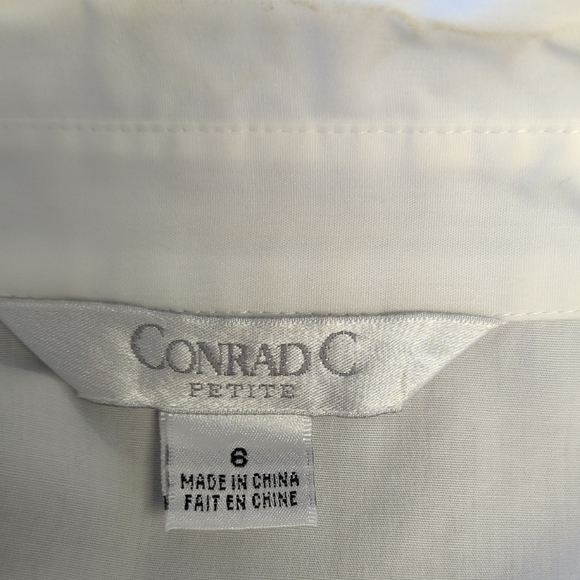 Conrad C Striped Pleats Button Down Top White Size 6P preppy Business casual - Picture 6 of 10